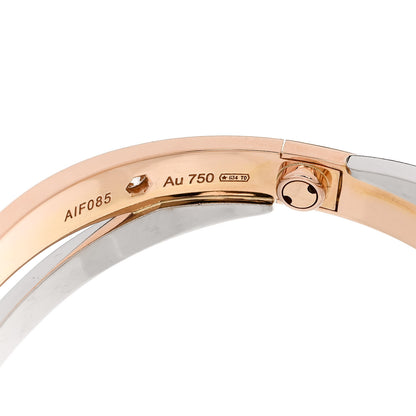 Cartier 18K Pink White Gold 12 Diamond Double LOVE Bracelet 17 8 of 9
