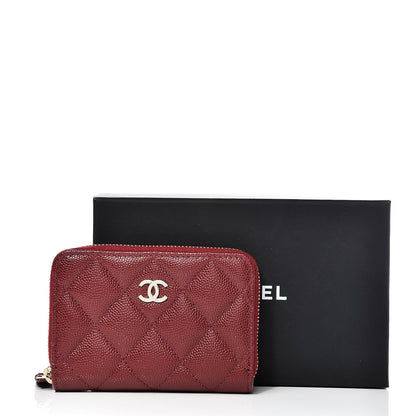 Chanel Iridescent Caviar Quilted Zip Card Holder Burgundy 8 of 8