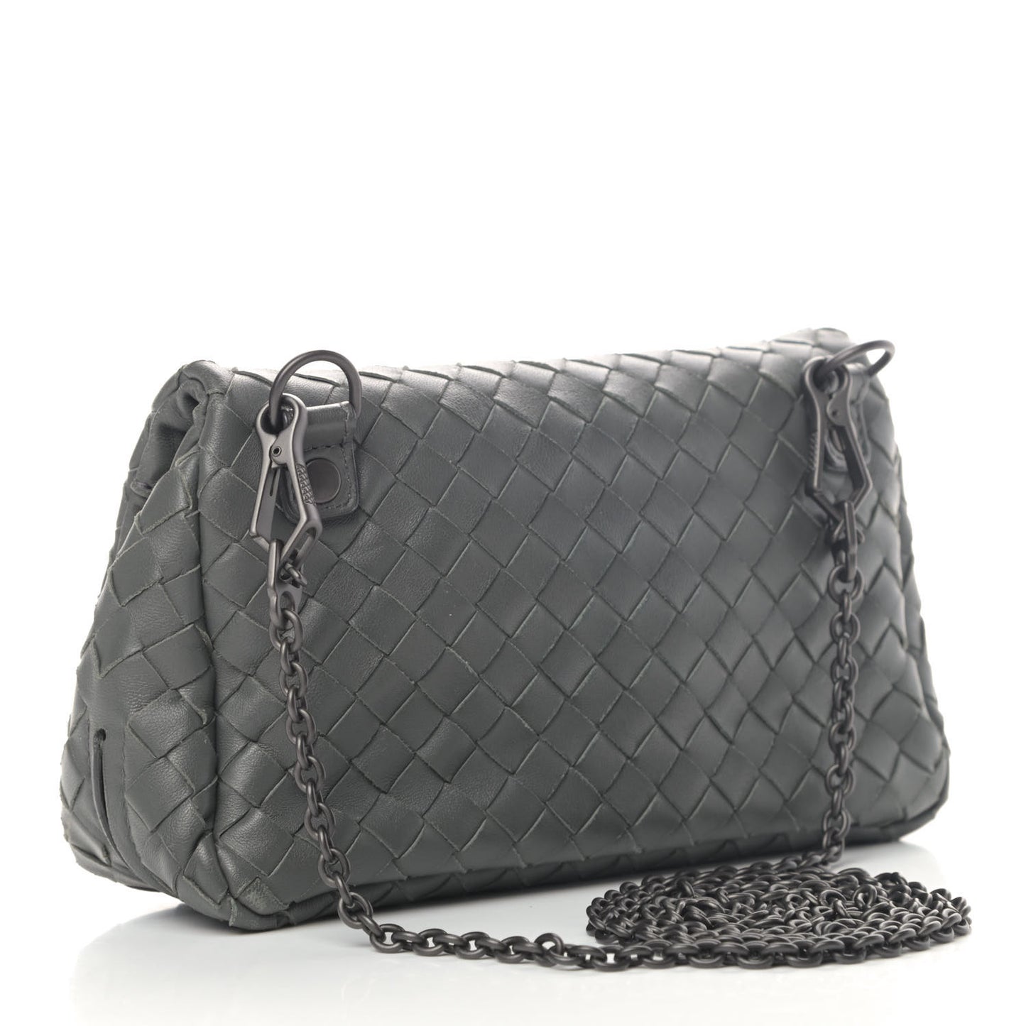 Nappa Intrecciato Small Chain Crossbody Light Grey