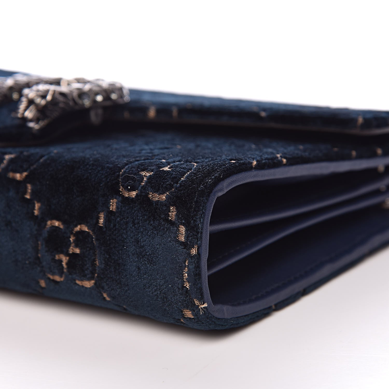 Gucci Velvet Crystal GG Monogram Mini Dionysus Chain Wallet Blue Beige Black 10 of 10