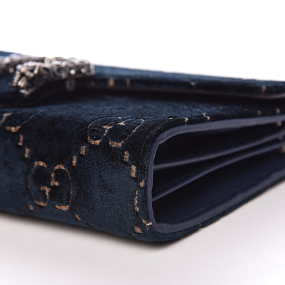 Gucci Velvet Crystal GG Monogram Mini Dionysus Chain Wallet Blue Beige Black 10 of 10