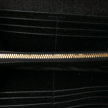 Saint Laurent Grain De Poudre Matelasse Chevron Monogram Flap Wallet Black 5 of 7