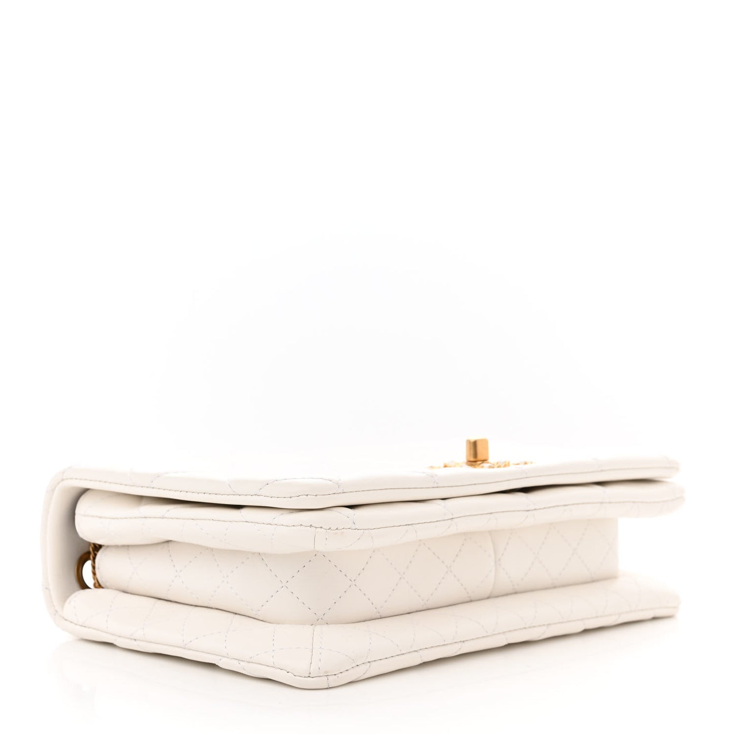 Lambskin Quilted On And On Small Chain Flap White