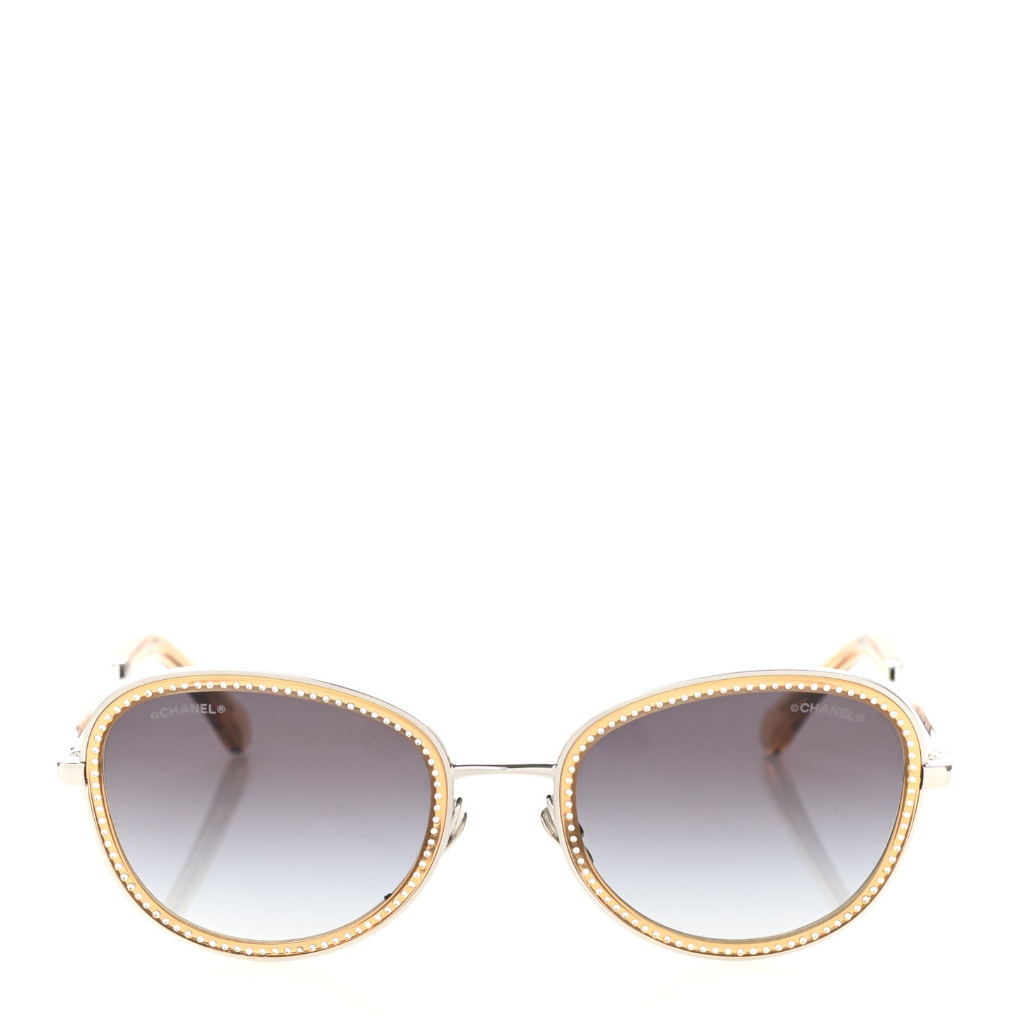 Metal Crystal Round Blue Light Glasses 2207BS Gradient Gray Gold