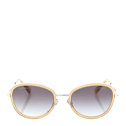Chanel Metal Crystal Round Blue Light Glasses 2207BS Gradient Gray Gold 2 of 9