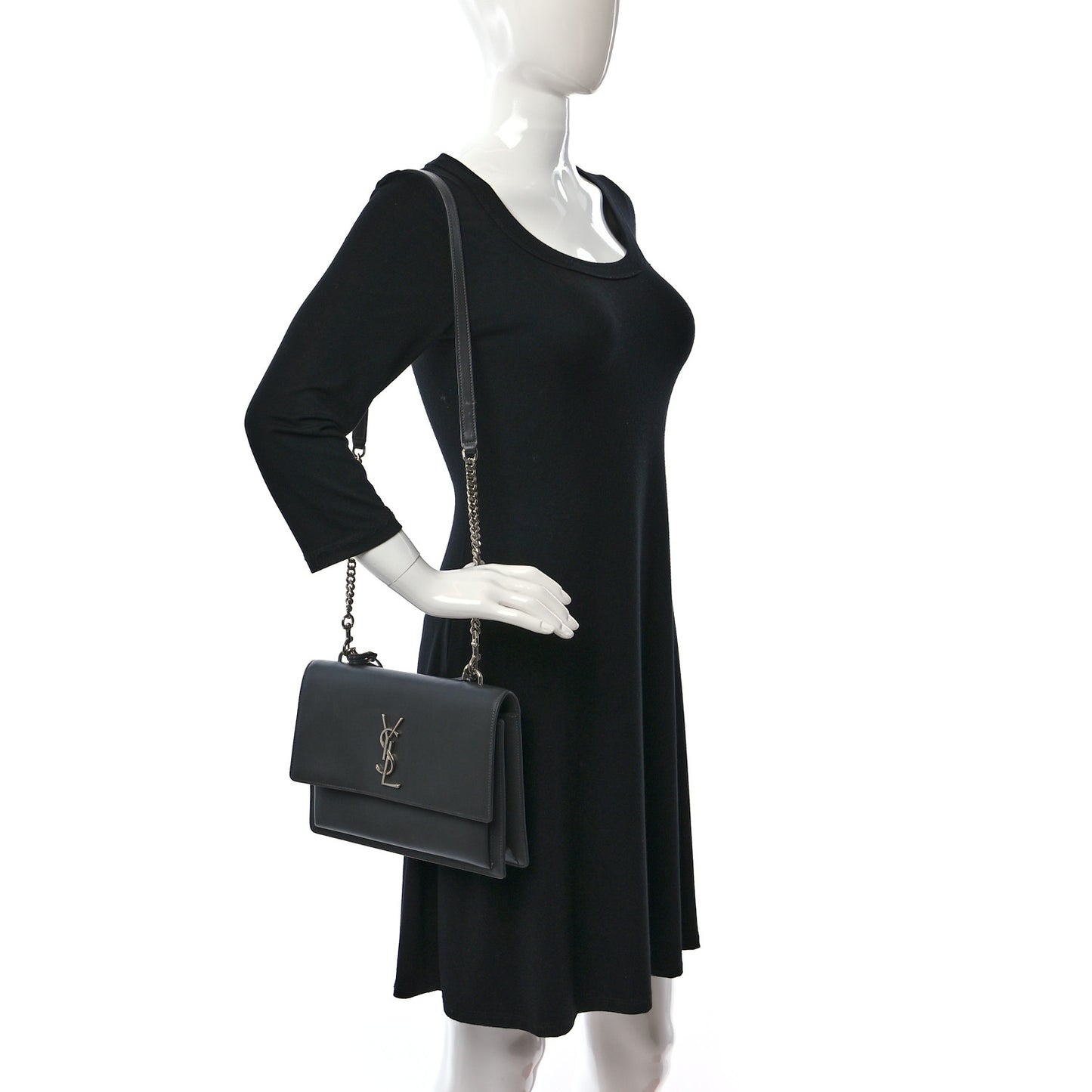 Smooth Calfskin Medium Monogram Sunset Satchel Anthracite