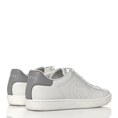 Gucci Calfskin Interlocking G Perforated Womens Ace Sneakers 38 White Grey Sky 4 of 8