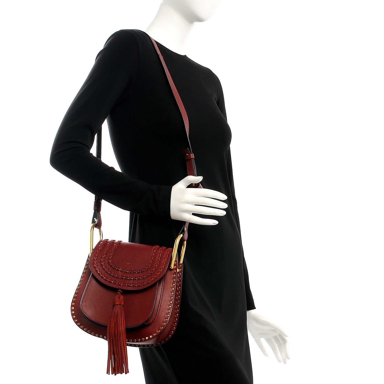 Chloe Calfskin Braided Small Hudson Shoulder Bag Sienna Red 2 of 8