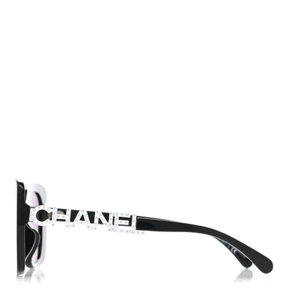 Chanel Acetate Strass Square Sunglasses 5422-B-A Black White 3 of 7