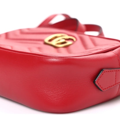 Gucci Calfskin Matelasse Mini GG Marmont Chain Shoulder Bag Hibiscus Red 10 of 10