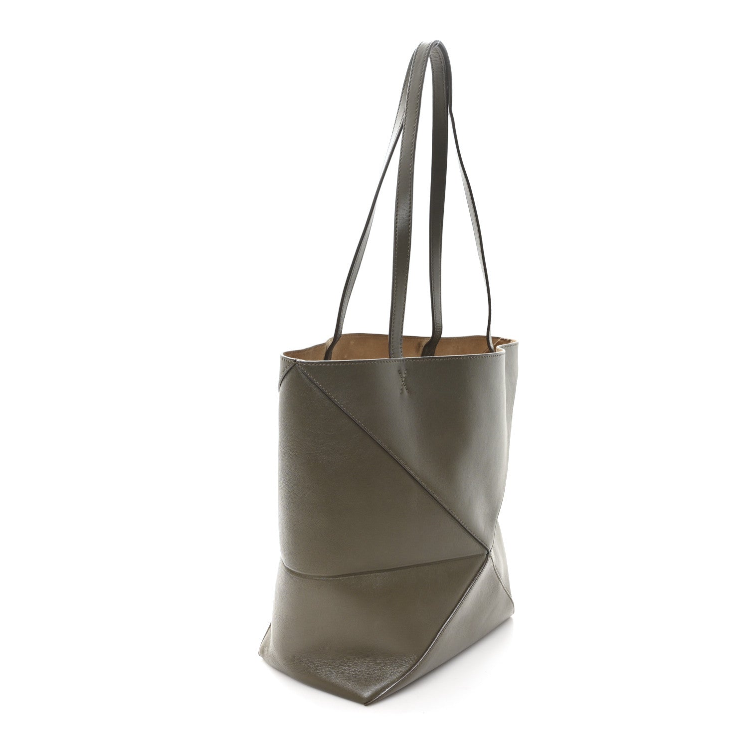 Loewe Shiny Calfskin Medium Puzzle Fold Tote Dark Khaki Green 3 of 10