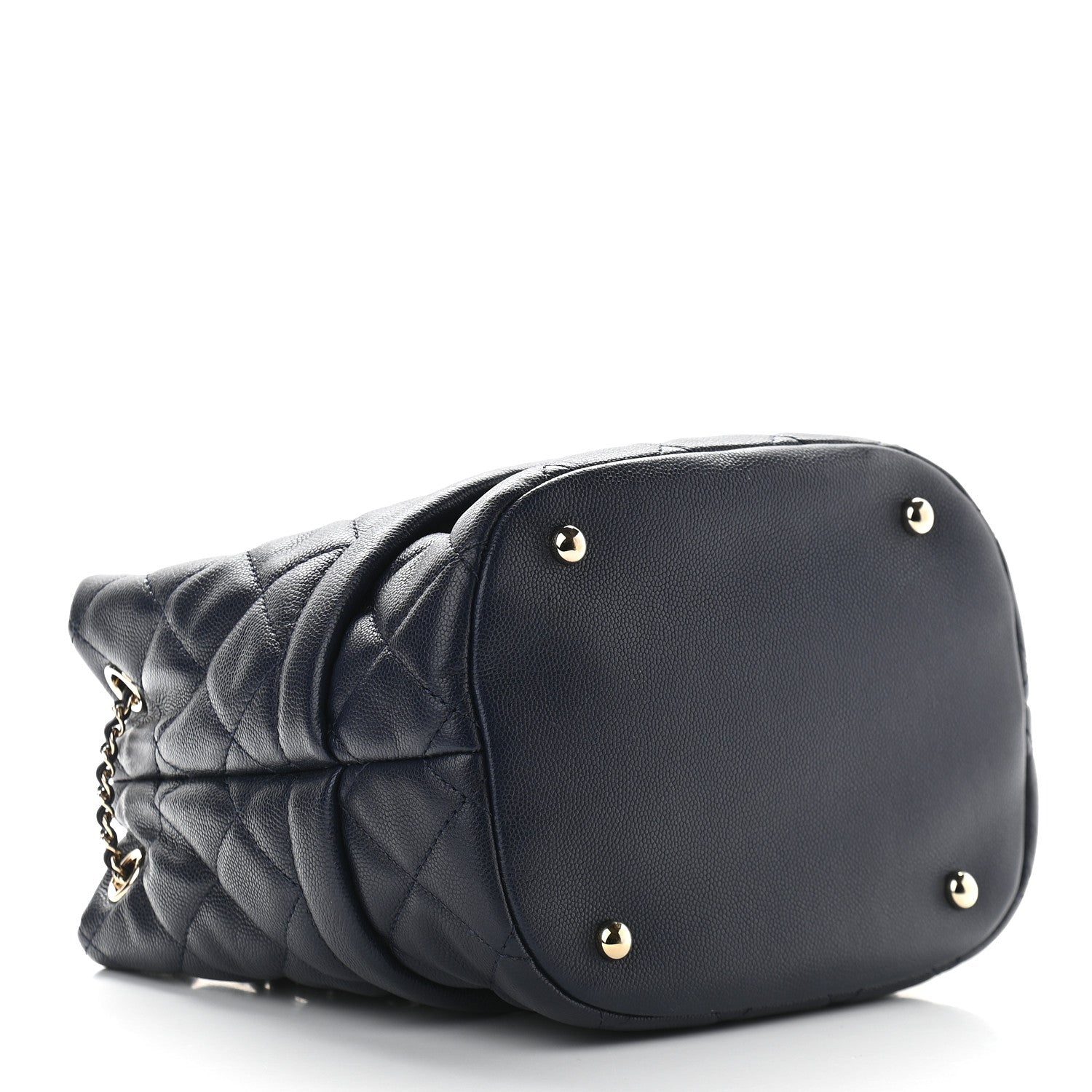 Chanel Caviar Quilted Rolled Up Bucket Drawstring Bag Navy 4 of 9