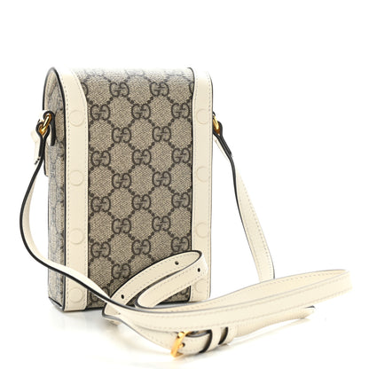 Gucci GG Supreme Monogram Azalea Calfskin Mini Horsebit 1955 Crossbody Bag Beige Ebony Mystic White 3 of 11