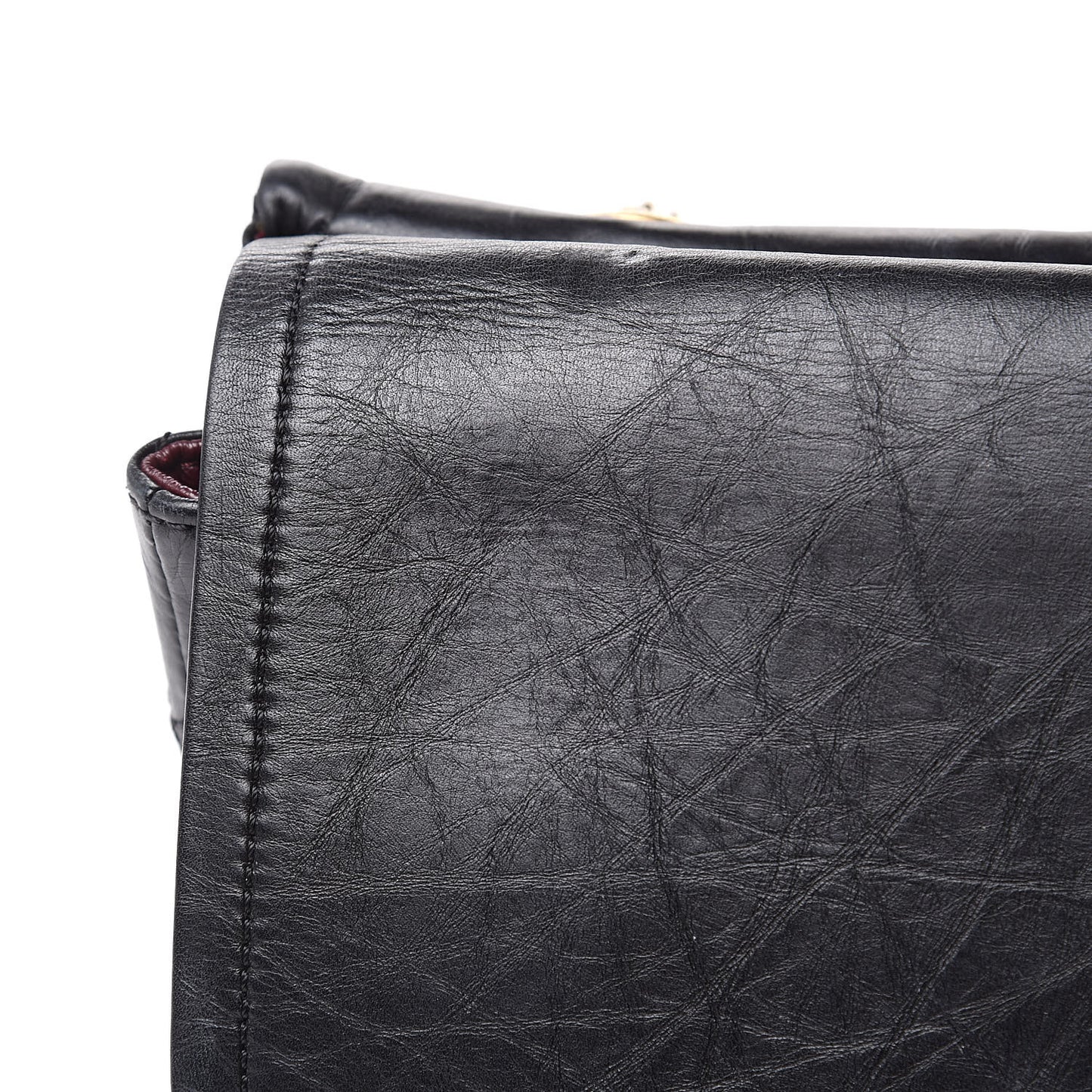 Aged Calfskin Quilted 2.55 Reissue 227 Flap Black