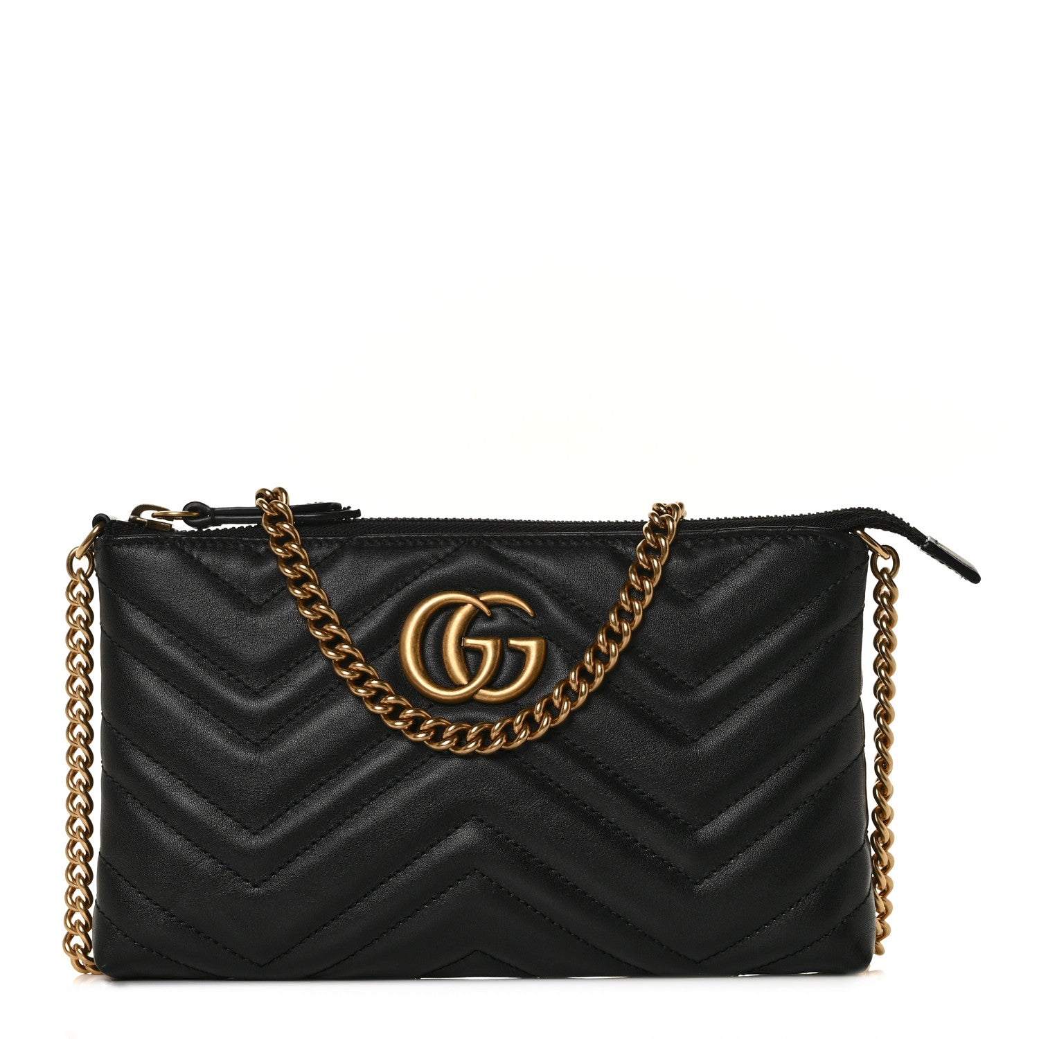 Gucci Calfskin Matelasse Mini GG Marmont Chain Bag Black 1 of 8
