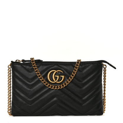 Gucci Calfskin Matelasse Mini GG Marmont Chain Bag Black 1 of 8