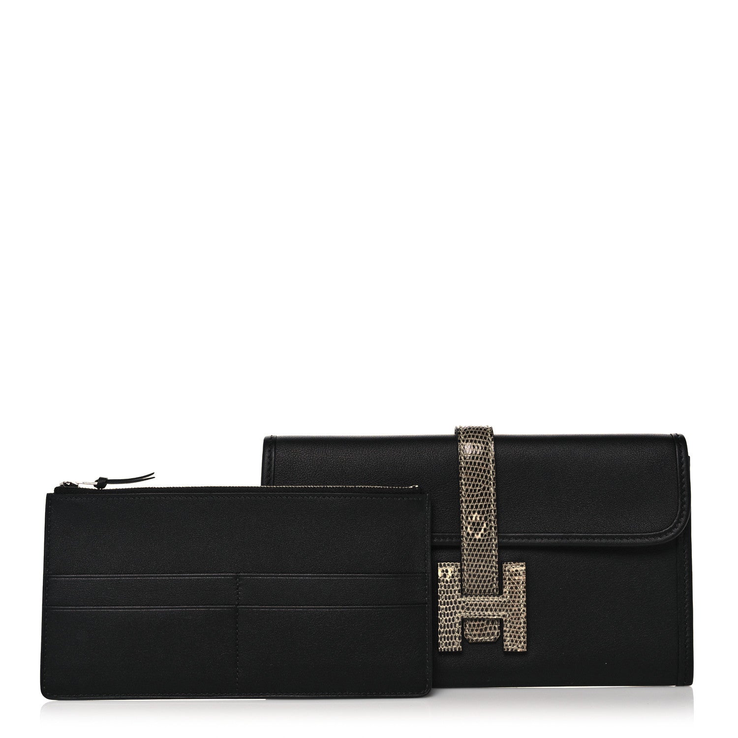 Hermes Swift Lizard Jige Touch Duo Clutch Black Ombre 2 of 13
