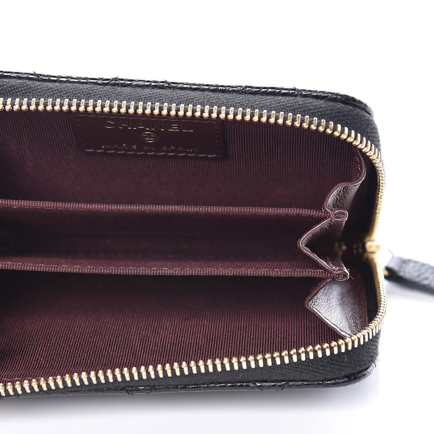 Caviar Quilted Zip Coin Purse Black