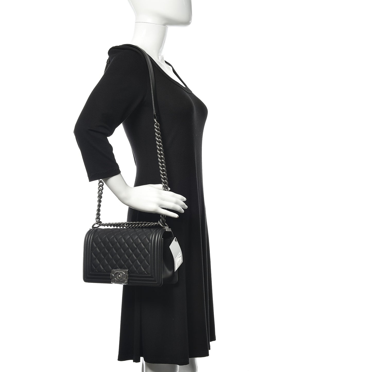 Calfskin Quilted Medium Boy Flap Black