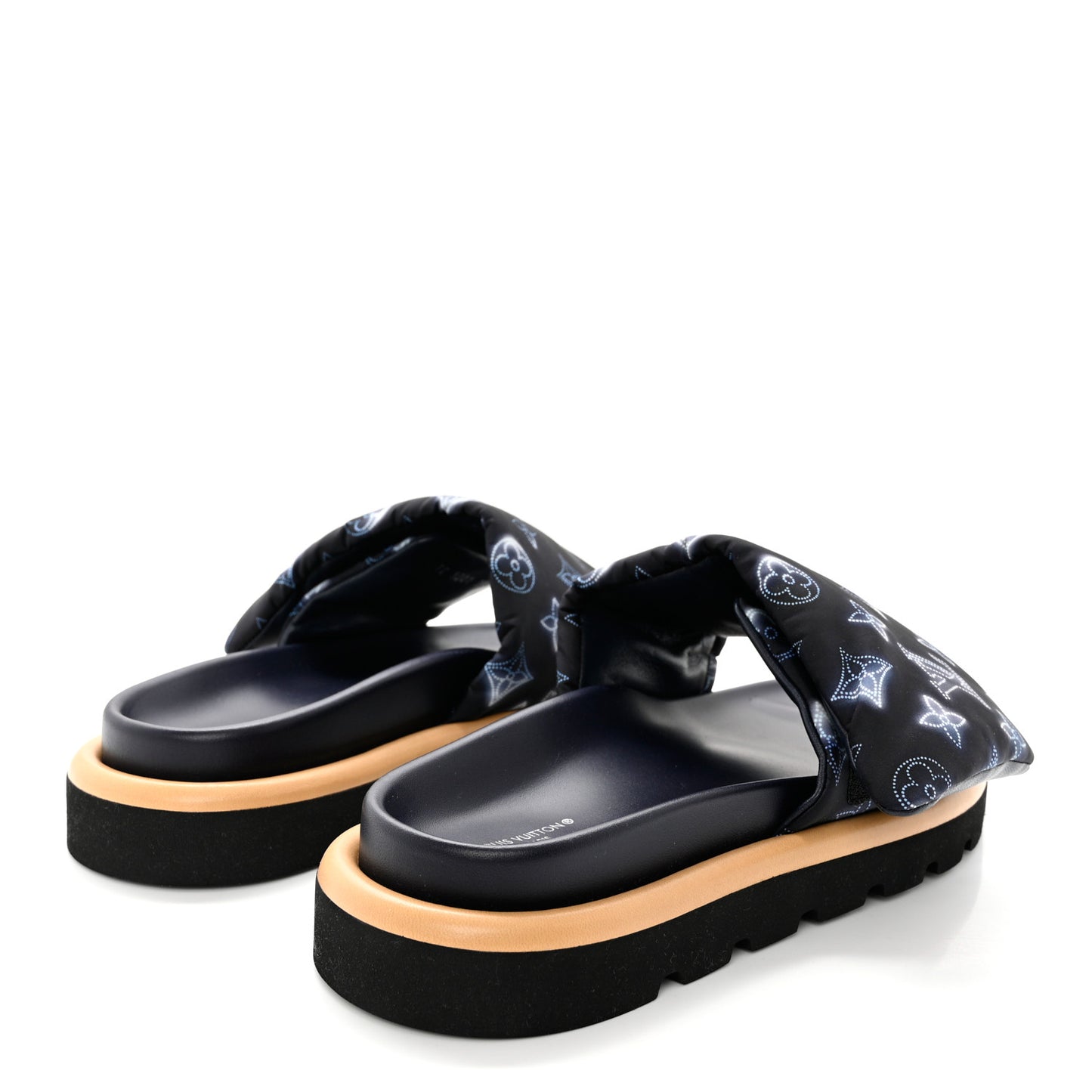 Nylon Monogram Womens Pool Pillow Comfort Mules 39 Navy Blue