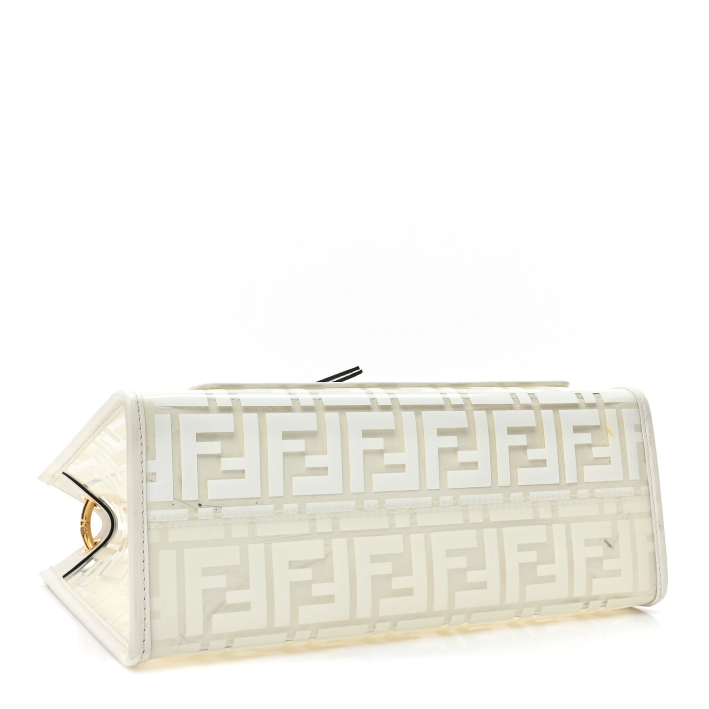 TPU FF Vitello Century Plexiglass Small Runaway Shopper Tote White