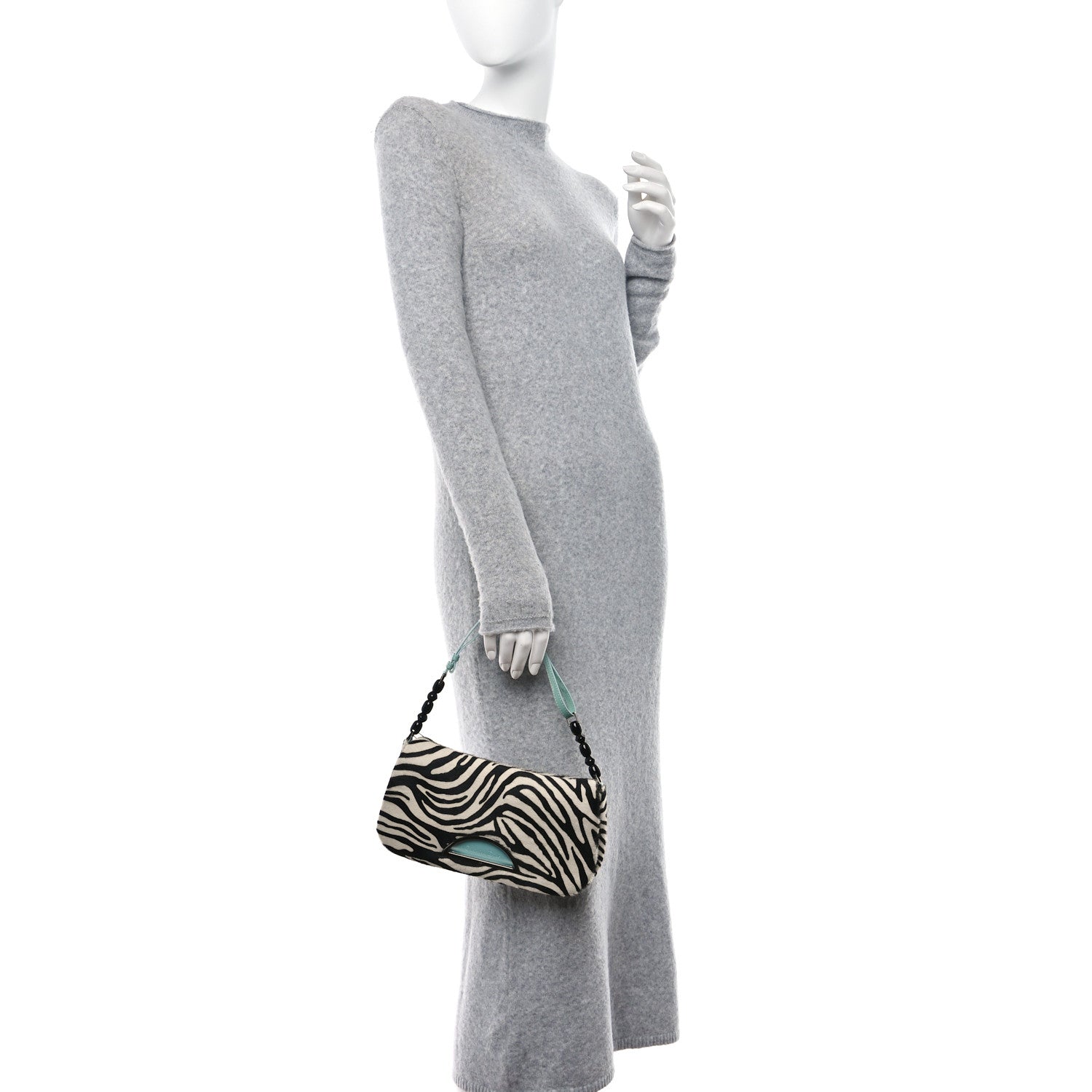 Christian Dior Pony Hair Leopard Print Malice Shoulder Bag White Black Blue 2 of 11