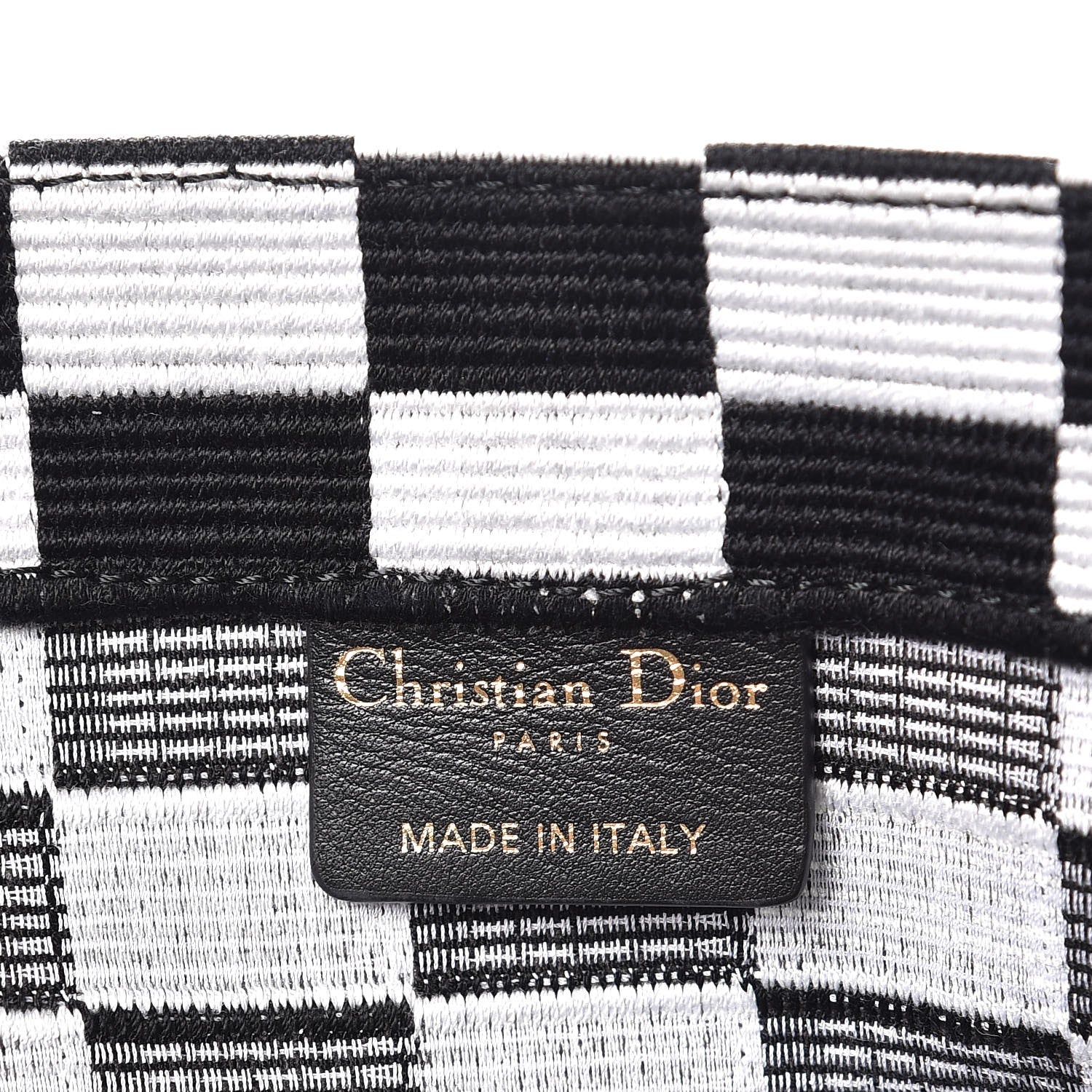 Christian Dior Canvas Embroidered Checkered Book Tote Black White 6 of 7