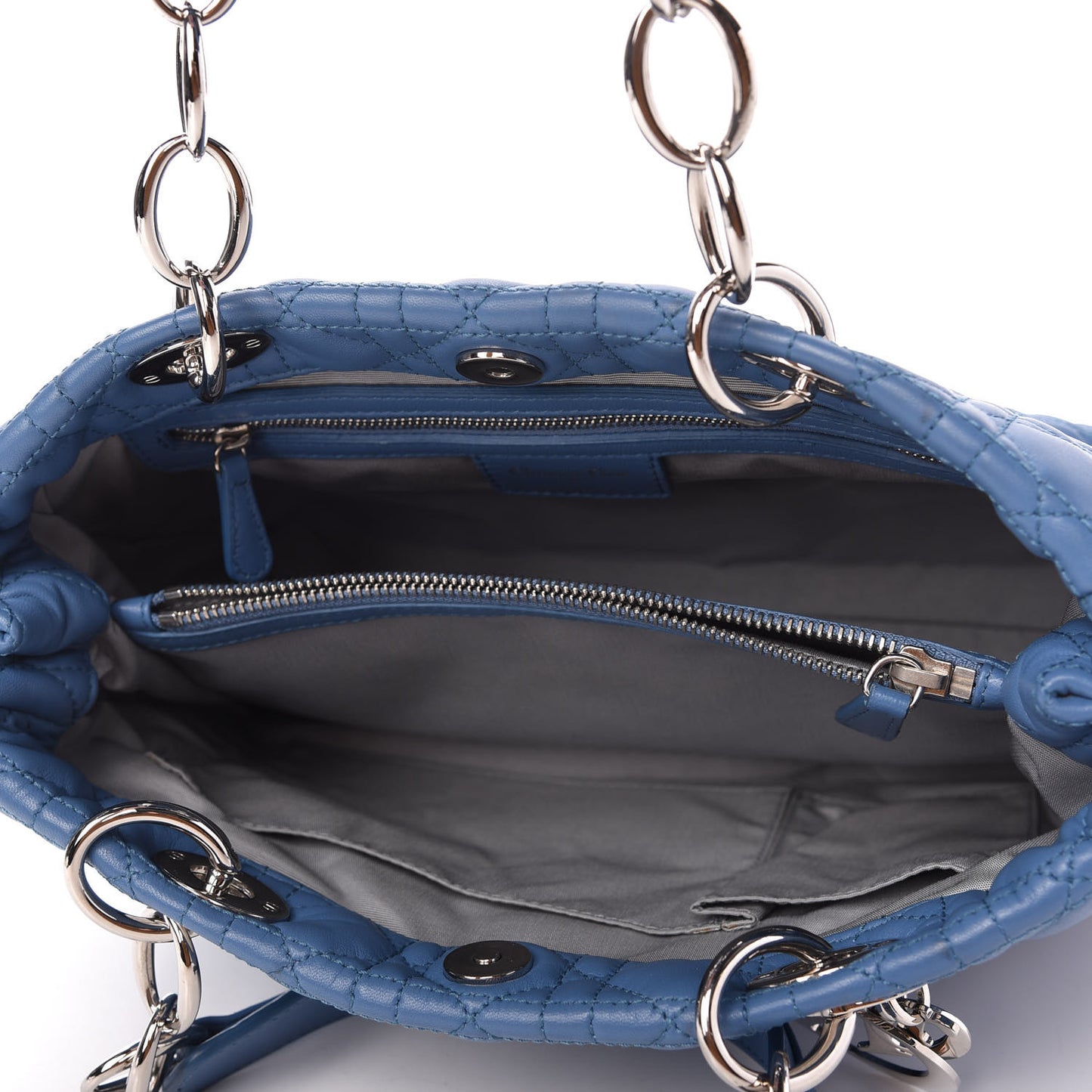 Lambskin Cannage Small Dior Soft Shopping Tote Blue