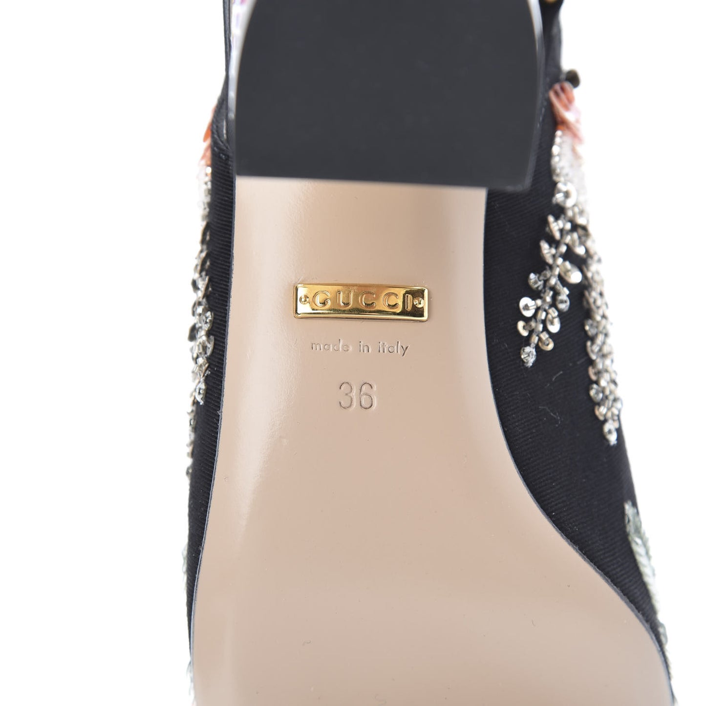 Moire Fabric Eyes Crystal Square G Madelyn Slingbacks 36 Black