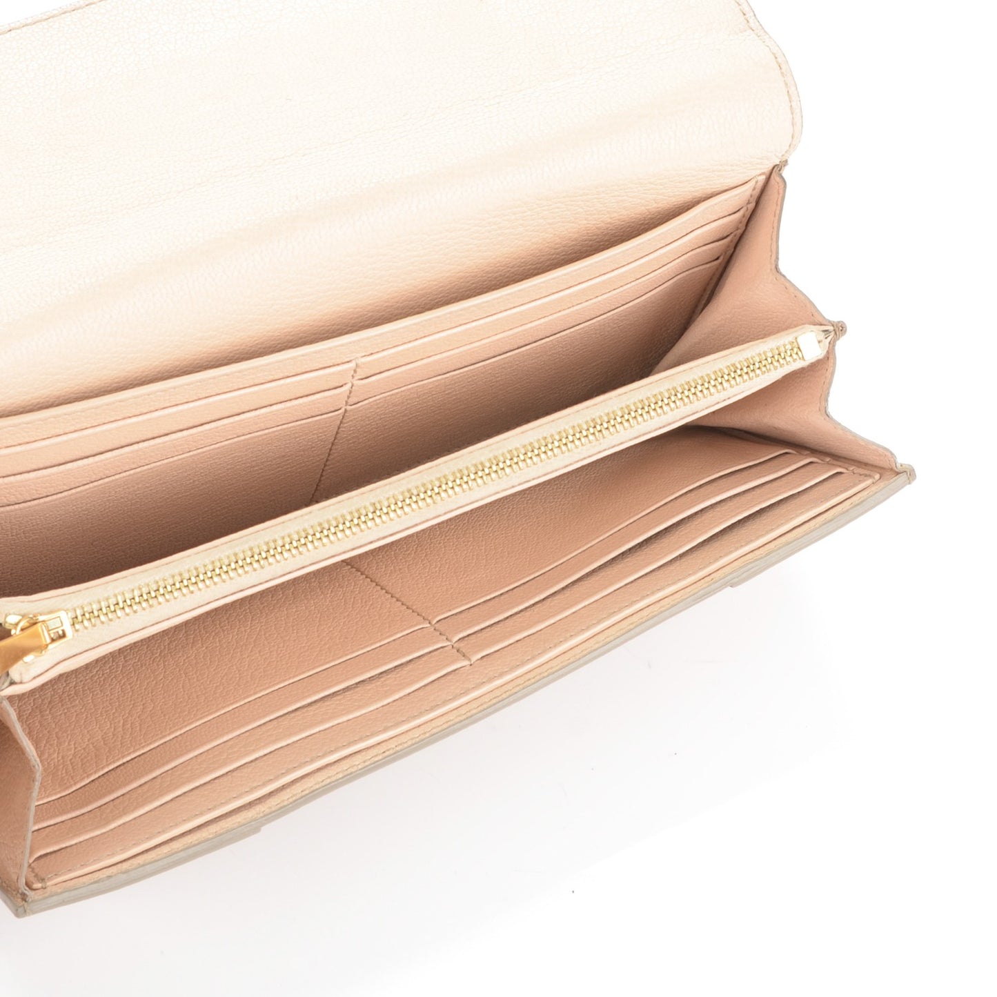 Goatskin Large Multifunction Flap Wallet Praline