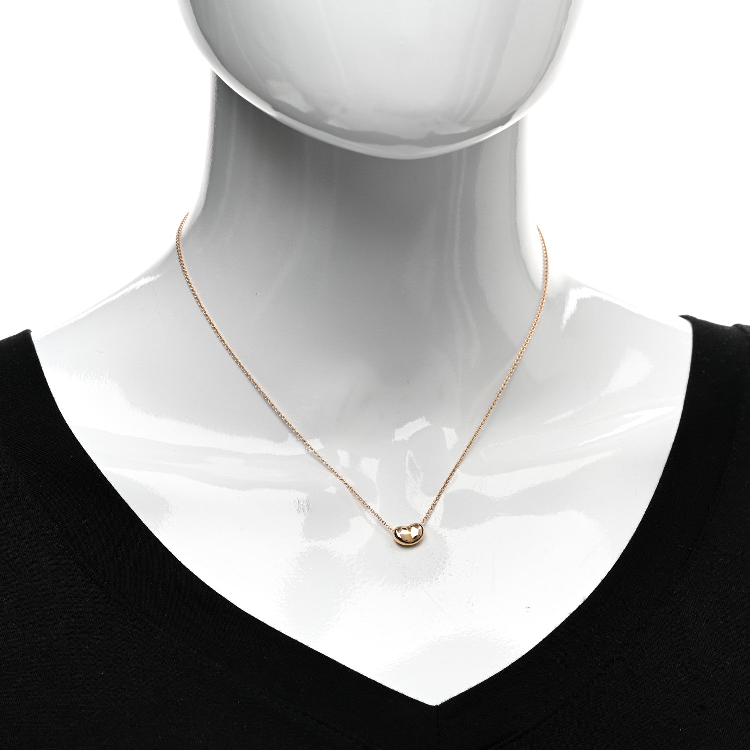 Tiffany 18K Rose Gold 9mm Elsa Peretti Bean Pendant Necklace 2 of 5