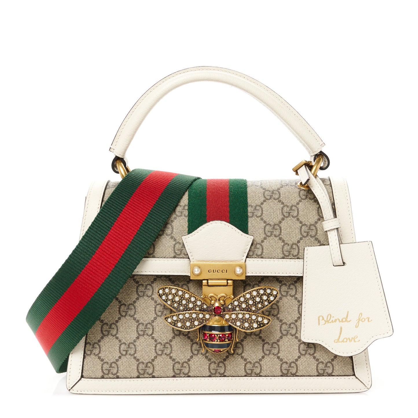 GG Supreme Monogram Small Queen Margaret Top Handle Bag White