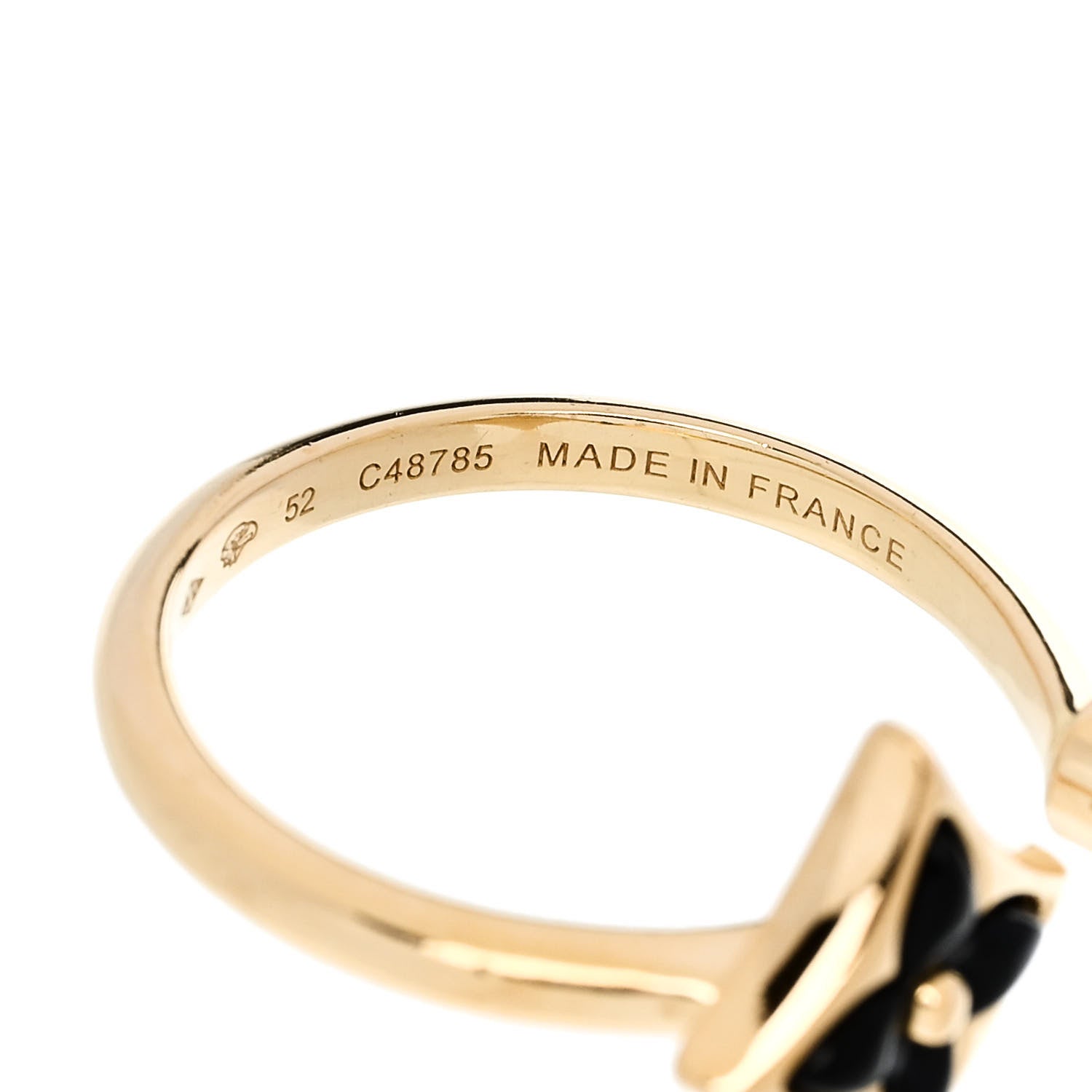 Louis Vuitton 18K Yellow Gold Diamond Black Onyx Mini Color Blossom Star Ring 52 6 5 of 5