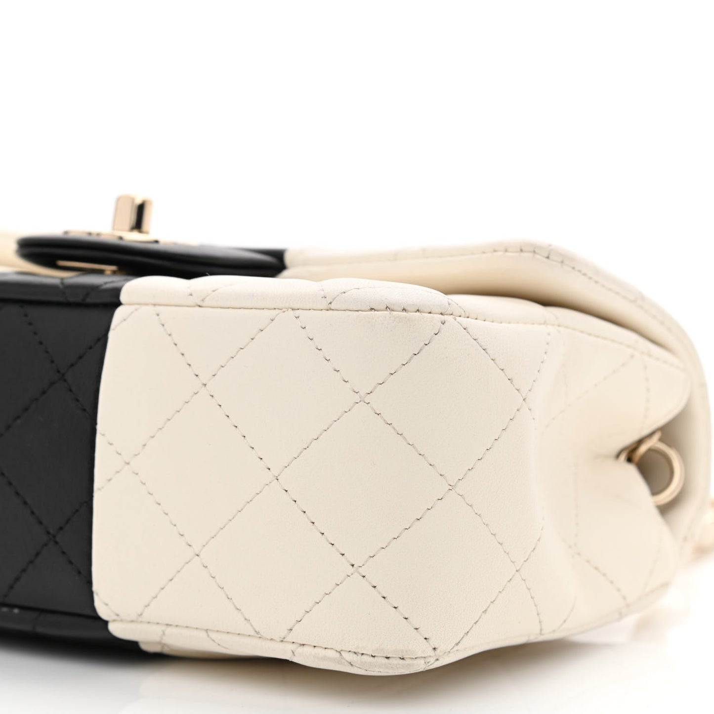 Lambskin Quilted Mini Rectangular Flap White Black