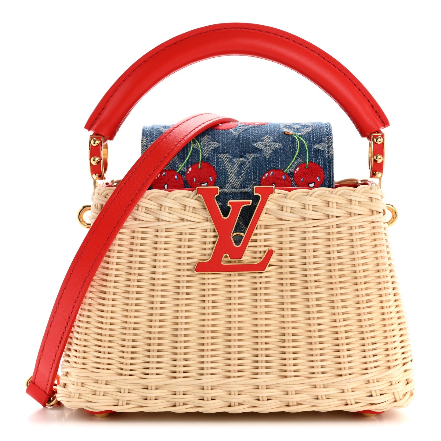 LV X TM Rattan Denim Calfskin Cerises Capucines Mini