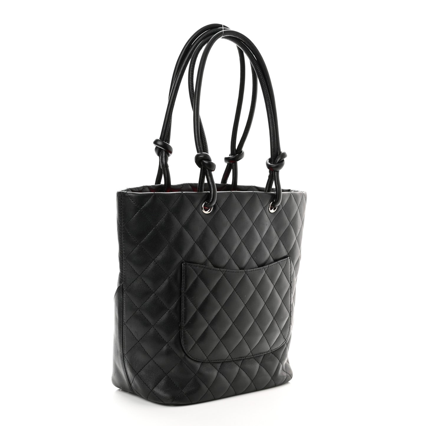 Calfskin Quilted Medium Cambon Tote Black White