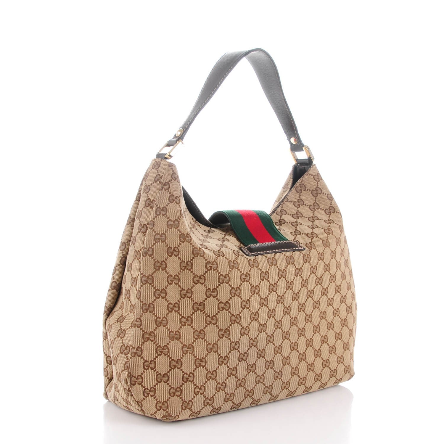 Gucci Monogram Large New Ladies Web Hobo Dark Brown 3 of 10