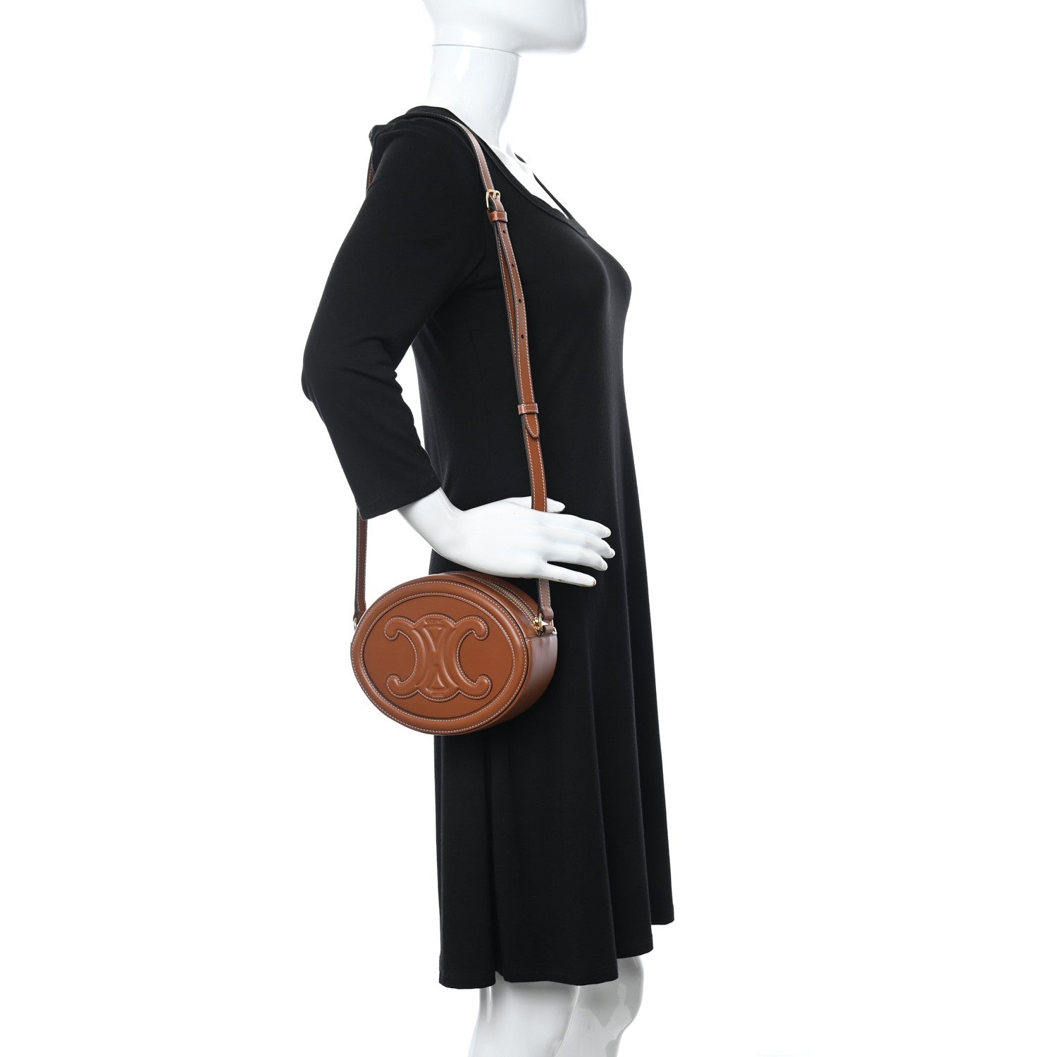 Celine Smooth Calfskin Cuir Triomphe Oval Bag Tan 2 of 11