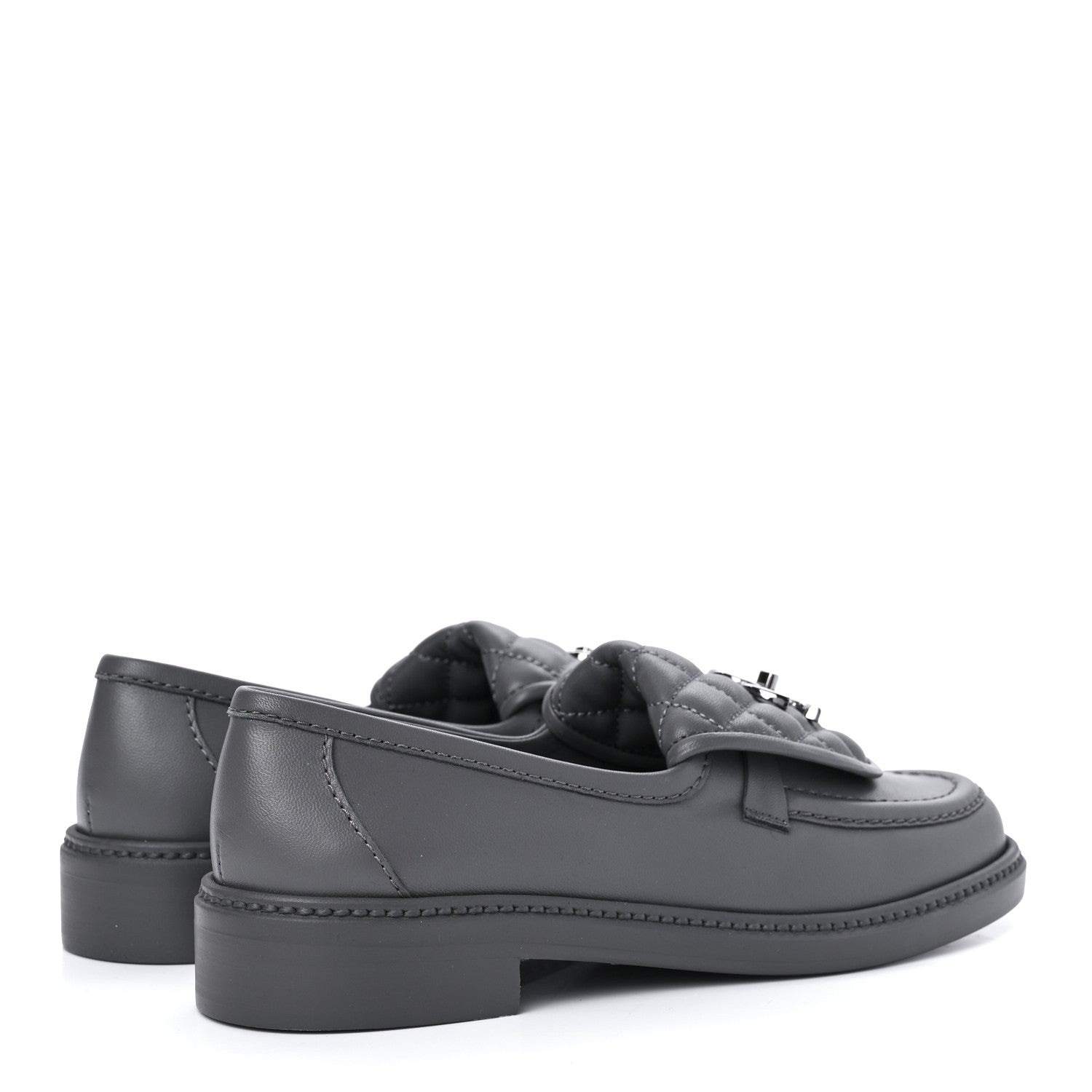 Chanel Lambskin Quilted CC Turnlock Moccasins 38.5 Grey 4 of 11