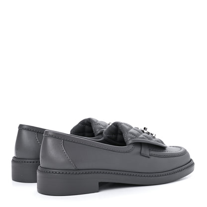Chanel Lambskin Quilted CC Turnlock Moccasins 38.5 Grey 4 of 11
