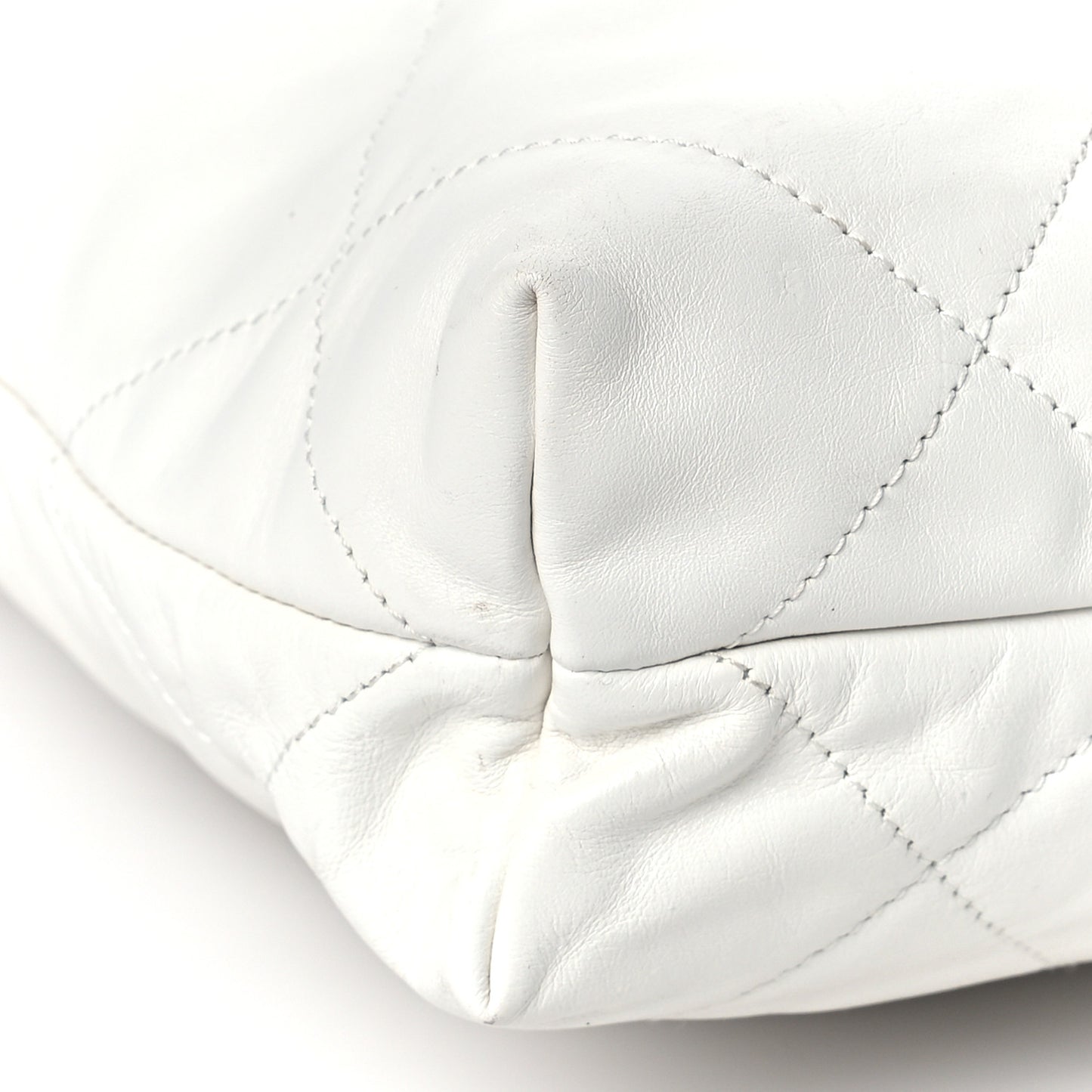 Shiny Calfskin Quilted Small Chanel 22 White