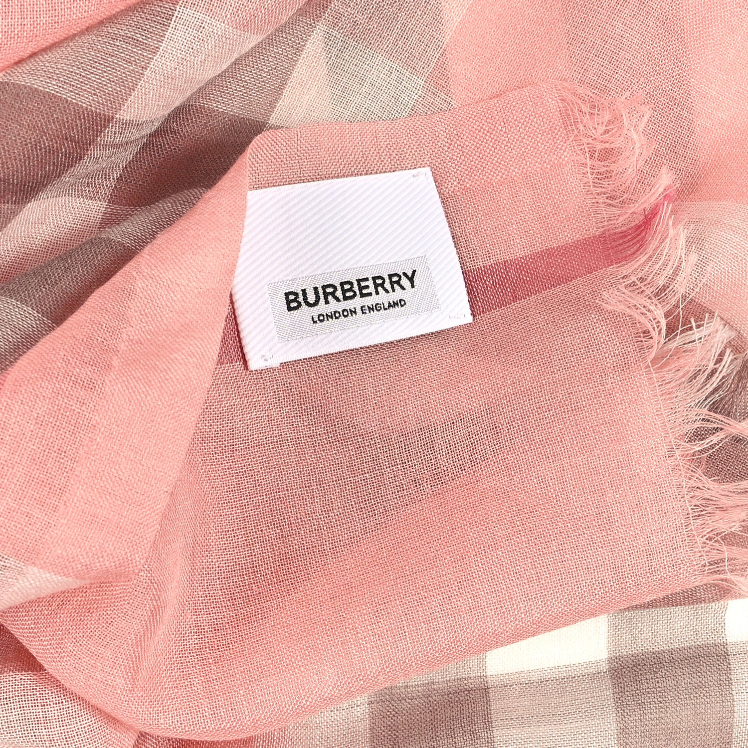 Burberry Silk Wool Gauze Giant Check Scarf Pink 5 of 6