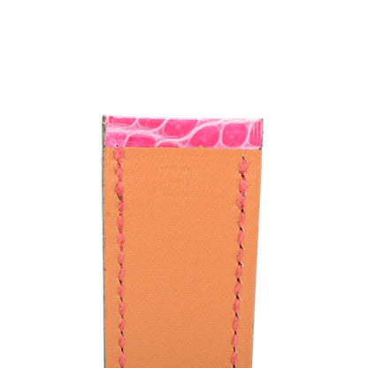 Hermes Shiny Porosus Crocodile Watch Strap Framboise 4 of 5