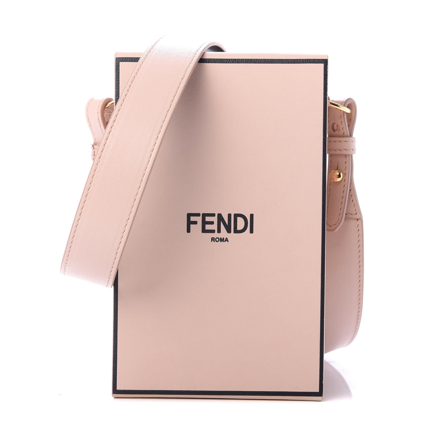 Fendi Vitello Fluffy Logo Vertical Box Rosa Quarzo Black 1 of 8