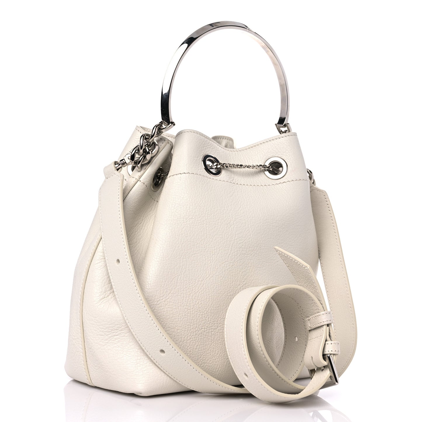 Grainy Goatskin Bon Bon Bucket Bag Latte