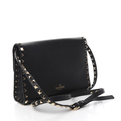 Valentino Garavani Pebbled Calfskin Medium Rockstud Flip Lock Crossbody Bag Black 2 of 8