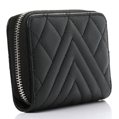 Chanel Caviar Quilted Diamond CC Zip Around Coin Purse Black 2 of 7