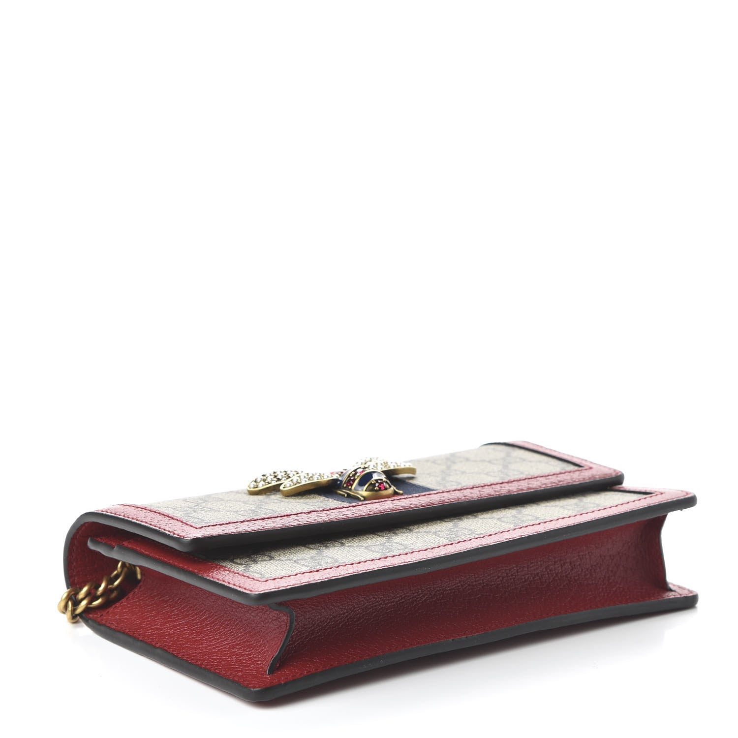 Gucci GG Supreme Monogram Web Queen Margaret Chain Wallet Red 4 of 10