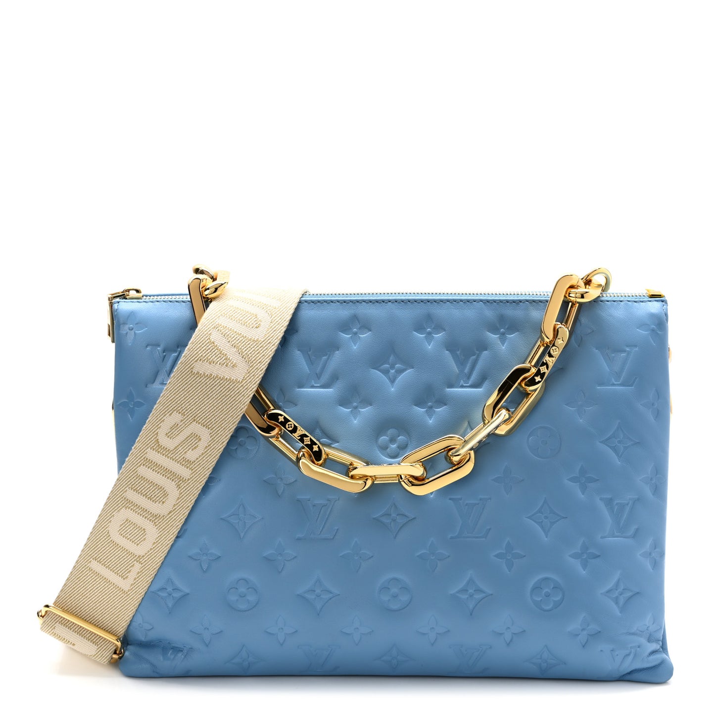 Lambskin Embossed Monogram Coussin MM Bleuet