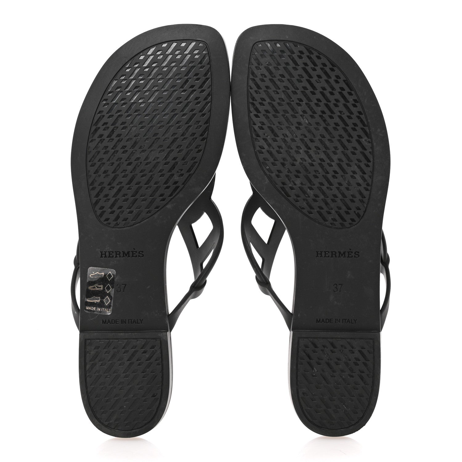 Hermes Rubber Womens Egerie Sandals 37 Black 6 of 9